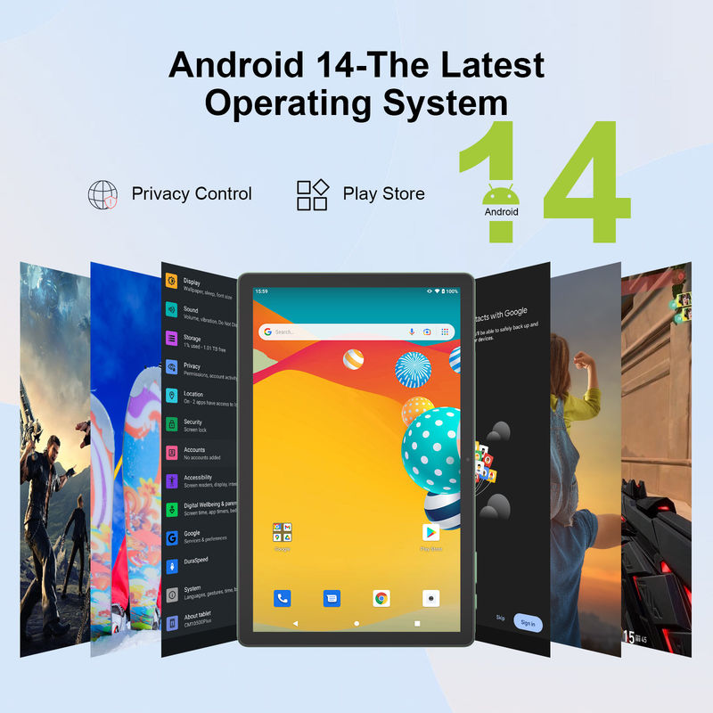 C 아이디어 최신 10.5 인치 안드로이드 14 태블릿 PC 2k 터치 스크린 태블릿 SIM CM10500 플러스 녹색