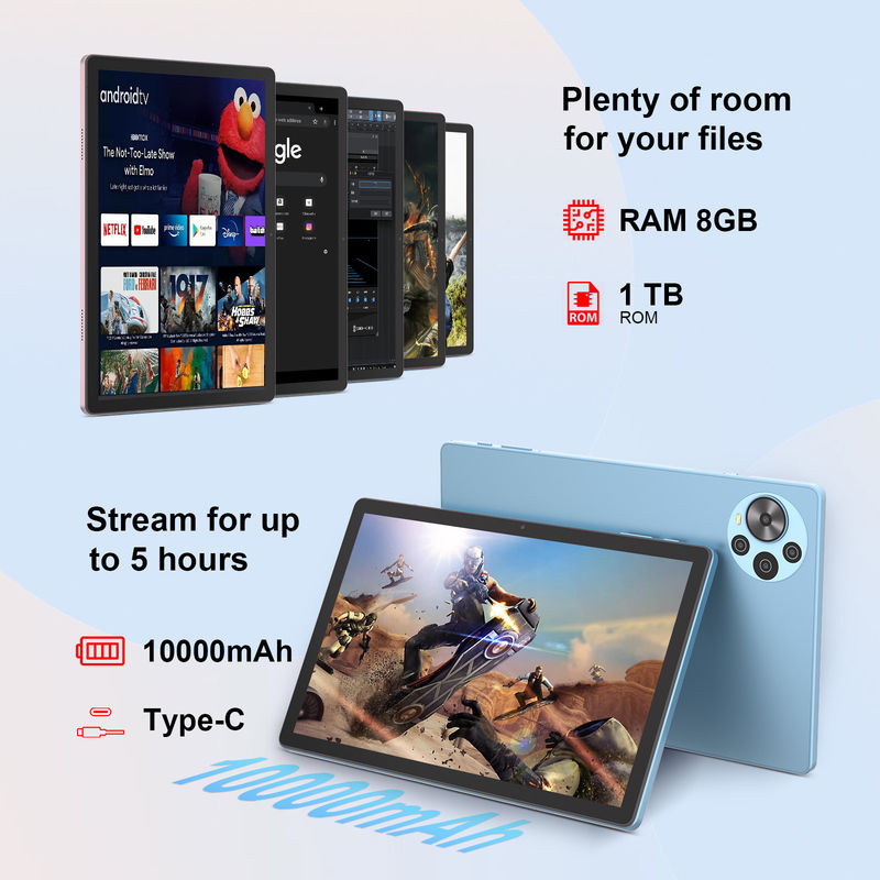 C 아이디어 10.5인치 안드로이드 14 태블릿 2K 스크린 스마트 태블릿 PC CM10500 Plus 블루