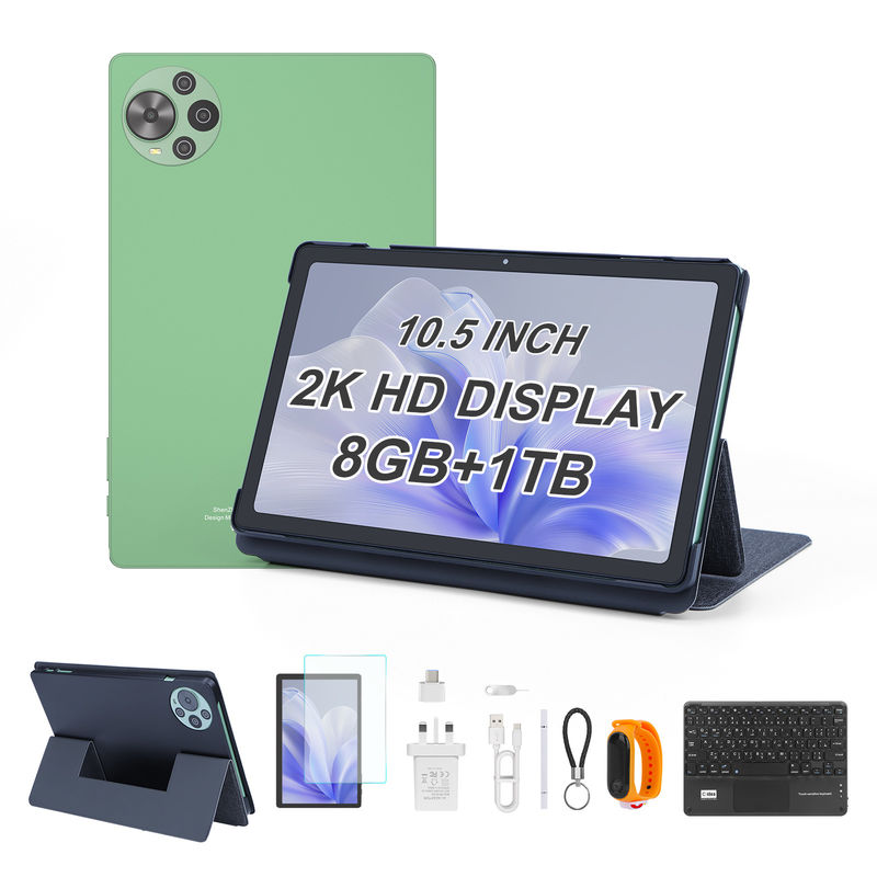 C 아이디어 최신 10.5 인치 안드로이드 14 태블릿 PC 2k 터치 스크린 태블릿 SIM CM10500 플러스 녹색