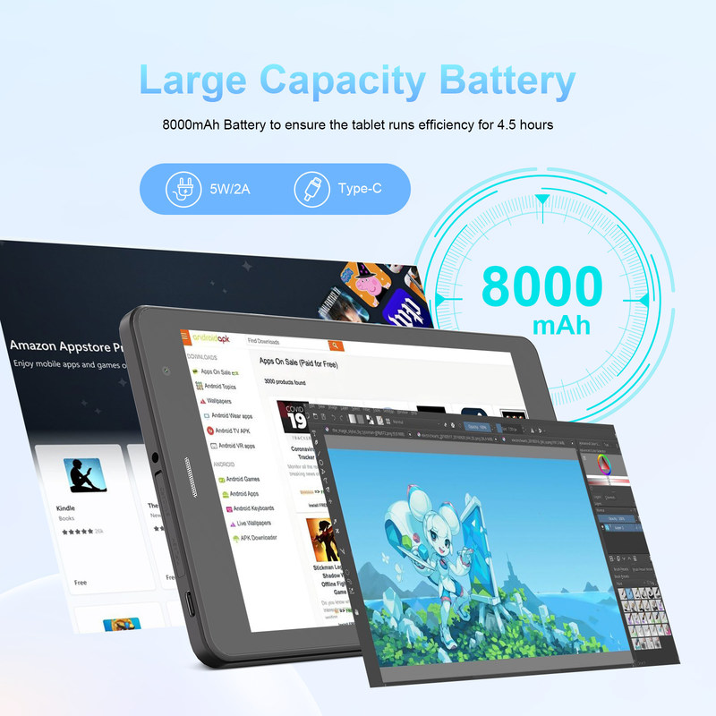 C 아이디어 5G 와이파이 태블릿 (학생용, SIM 지원) 8인치 태블릿 PC CM817Pro max