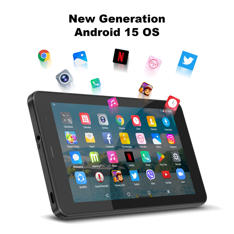 C 아이디어 7인치 와이파이 태블릿 케이스 8+256GB 스토리지 쿼드 코어 프로세서 600x1024 IPS 터치 스크린 CM516 검은색