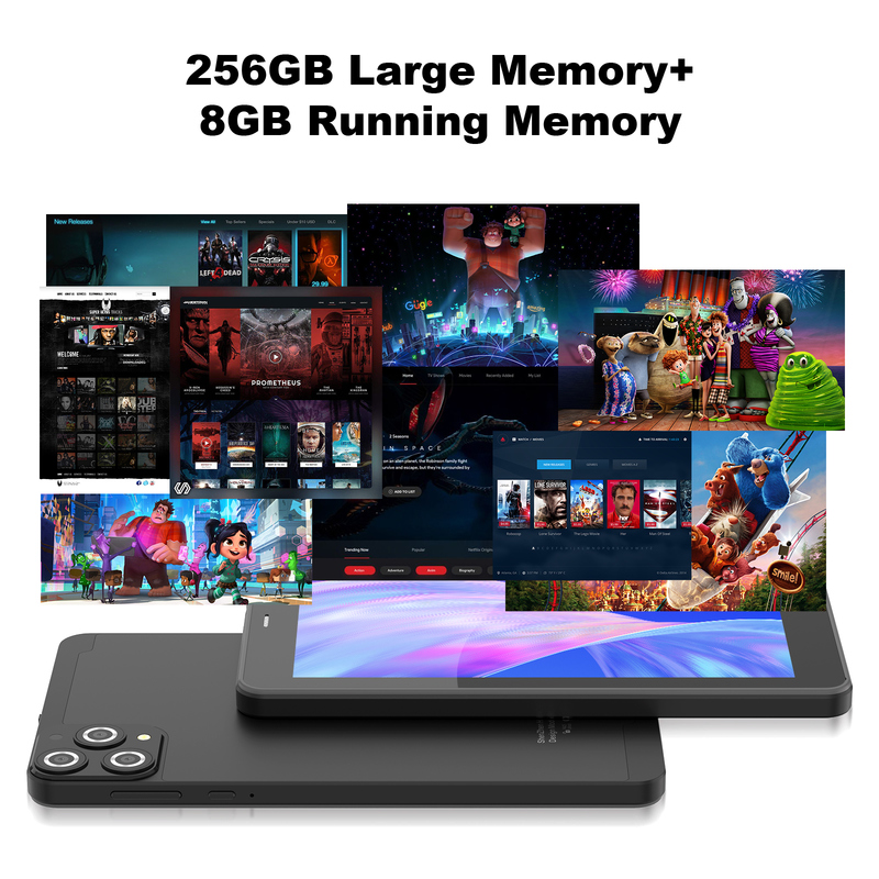 C 아이디어 7인치 와이파이 태블릿 케이스 8+256GB 스토리지 쿼드 코어 프로세서 600x1024 IPS 터치 스크린 CM516 검은색