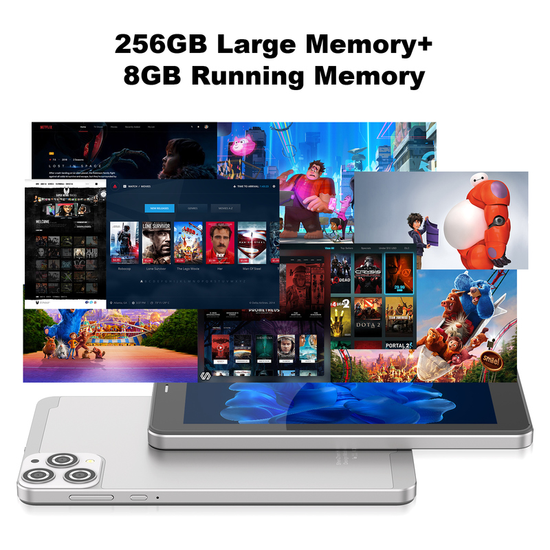 C idea 7인치 와이파이 태블릿 (케이스 포함) 8+256GB 저장 공간 쿼드 코어 프로세서 600x1024 IPS 터치스크린 CM516 실버