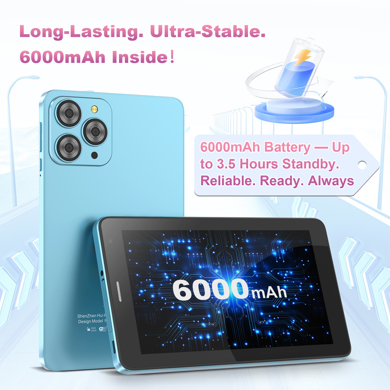 C 아이디어 7인치 와이파이 태블릿 케이스 8+256GB 스토리지 쿼드 코어 프로세서 600x102e4 IPS 터치 스크린 CM517 블루