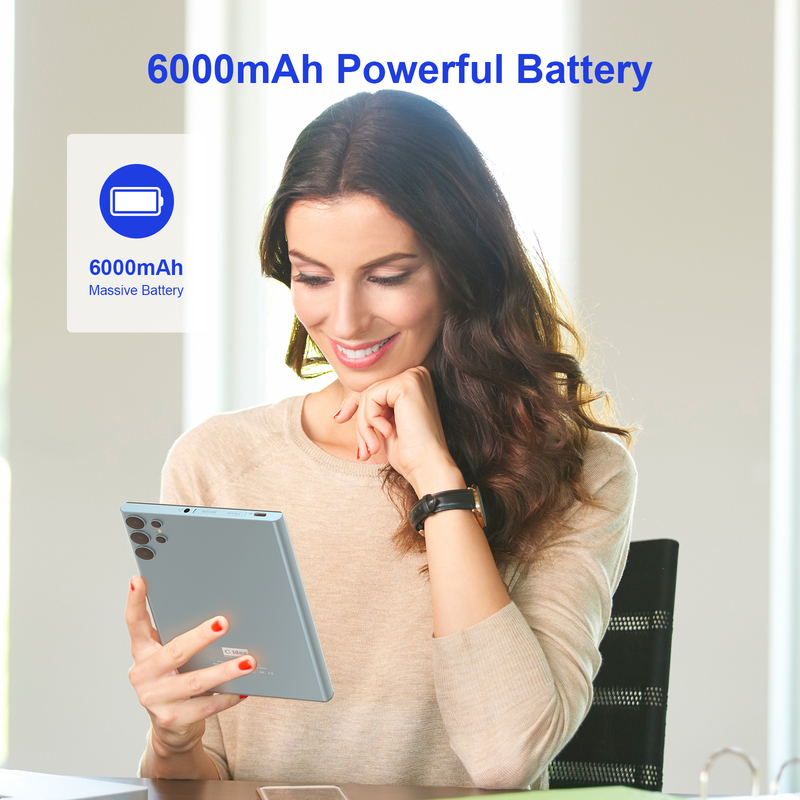 C 아이디어 7인치 와이파이 태블릿 케이스 8+256GB 스토리지 쿼드 코어 프로세서 600x1024 IPS 터치 스크린 CM524 블루