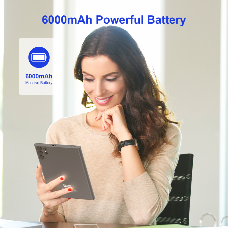 C idea 7인치 와이파이 태블릿 케이스 포함 8+256GB 저장 공간 쿼드 코어 프로세서 600x1024 IPS 터치스크린 CM524 그레이