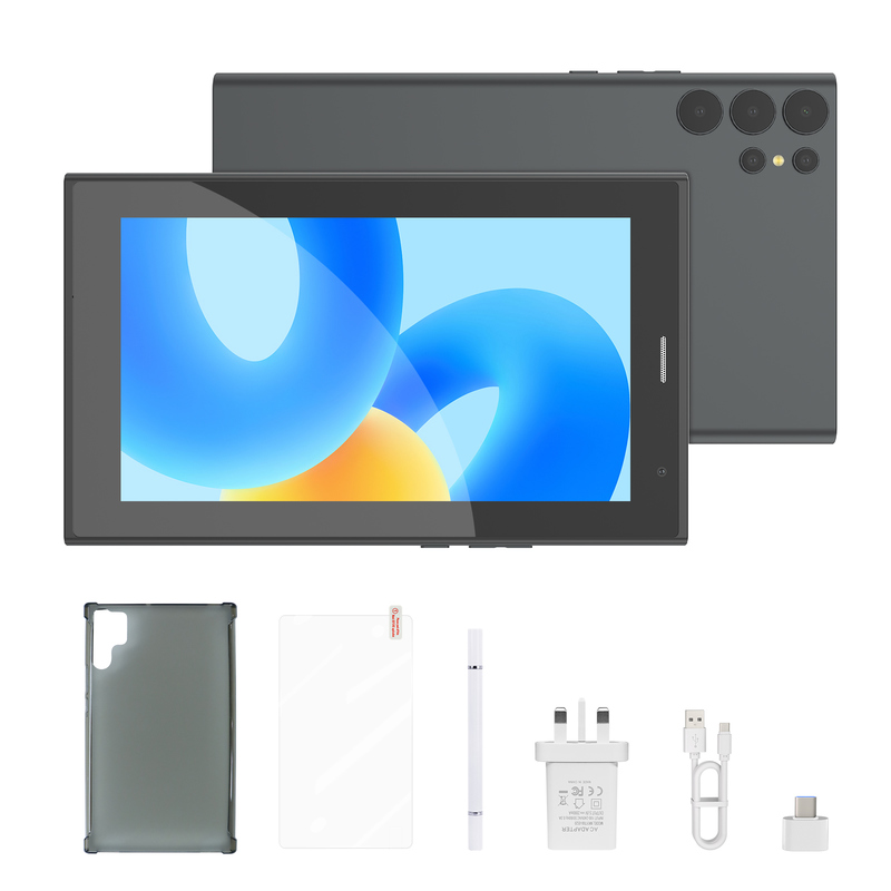 C idea 7인치 와이파이 태블릿 케이스 포함 8+256GB 저장 공간 쿼드 코어 프로세서 600x1024 IPS 터치스크린 CM524 그레이