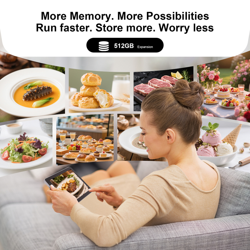 C idea 7인치 와이파이 태블릿 (케이스 포함) 8+256GB 저장 공간 쿼드 코어 프로세서 600x1024 IPS 터치스크린 CM528 그레이