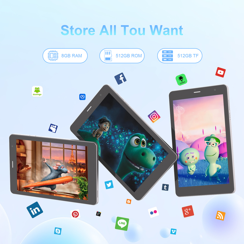 C idea 8인치 와이파이 태블릿, 8+512GB 저장 공간, 쿼드 코어 프로세서, 800x1280 IPS 터치스크린, 실버 CM817 Pro