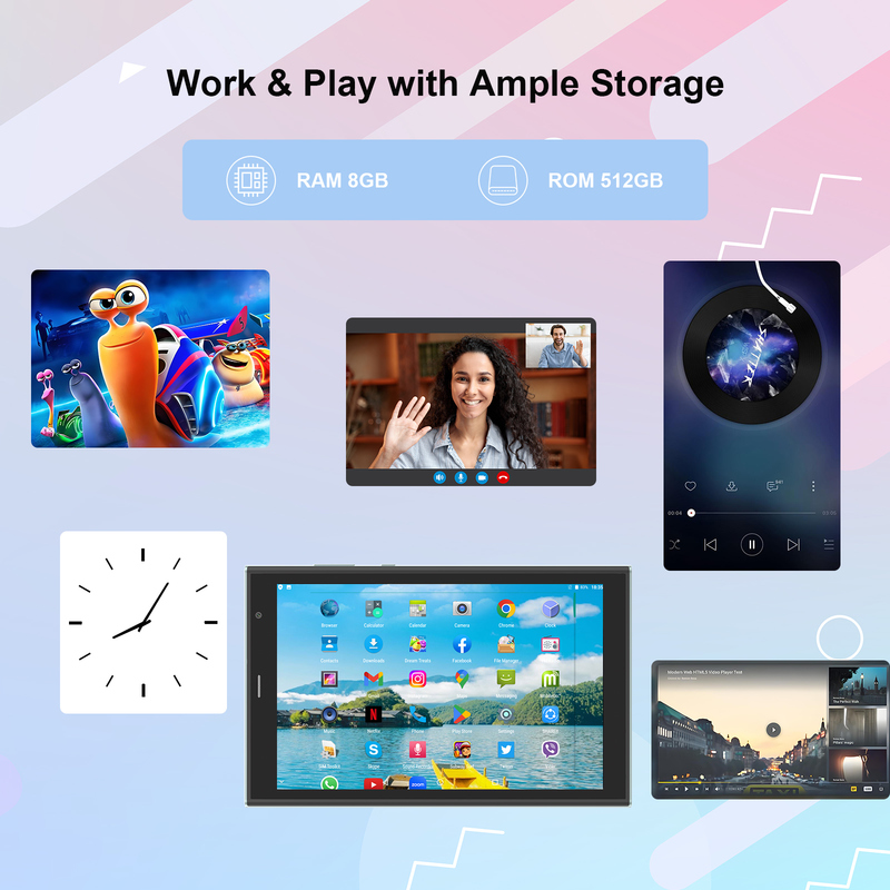 C 아이디어 8인치 와이파이 태블릿 8+512GB 스토리지 쿼드 코어 프로세서 800x1280 IPS 터치 스크린 녹색 CM824