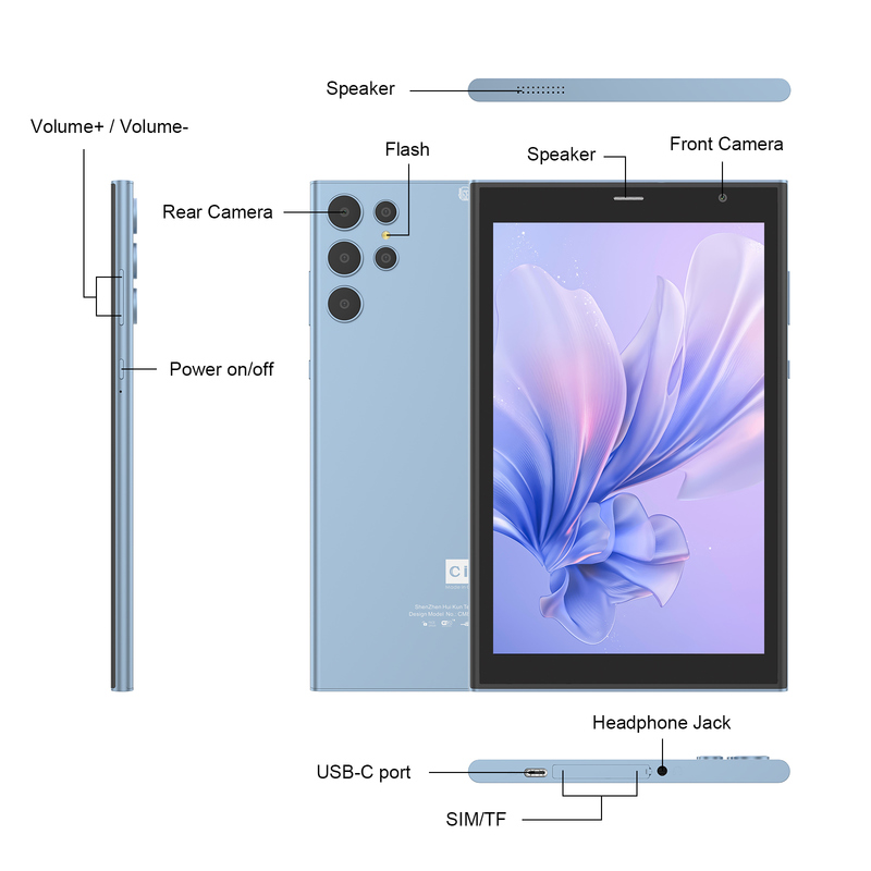 C 아이디어 8인치 와이파이 태블릿 8+512GB 스토리지 쿼드 코어 프로세서 800x1280 IPS 터치 스크린 블루 CM824
