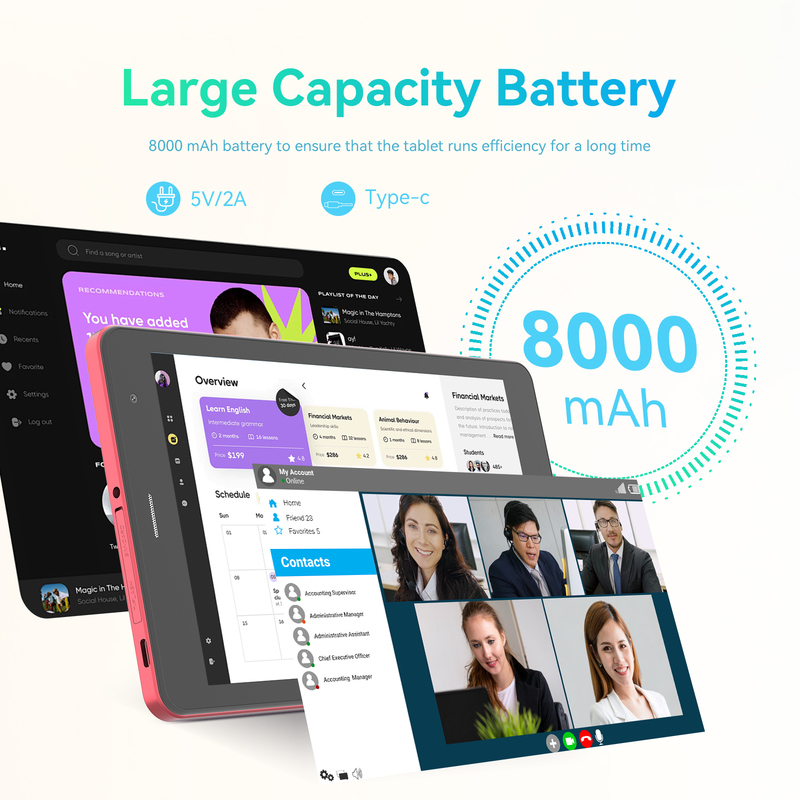 C idea Youth 빨간색 8인치 태블릿 안드로이드 15, TF 카드 슬롯, Wi-Fi, 8GB + 512GB, 800*1280 IPS incell CM828