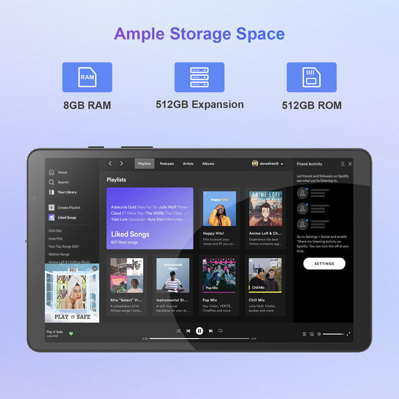 C 아이디어 8인치 스마트 태블릿 PC 키보드 8GB RAM+512 ROM 800*1340 IPS 인셀 터치 스크린 디스플레이 BLACK CM866
