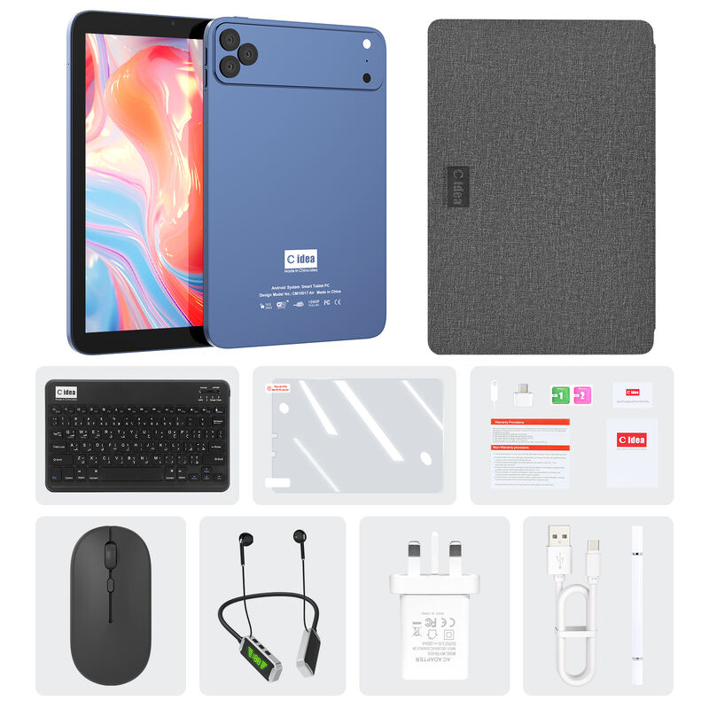 C 아이디어 10.1인치 안드로이드 와이파이 터치 스크린 파란색 태블릿 PC 5G 키보드 쿼드 코어 CM10017Air