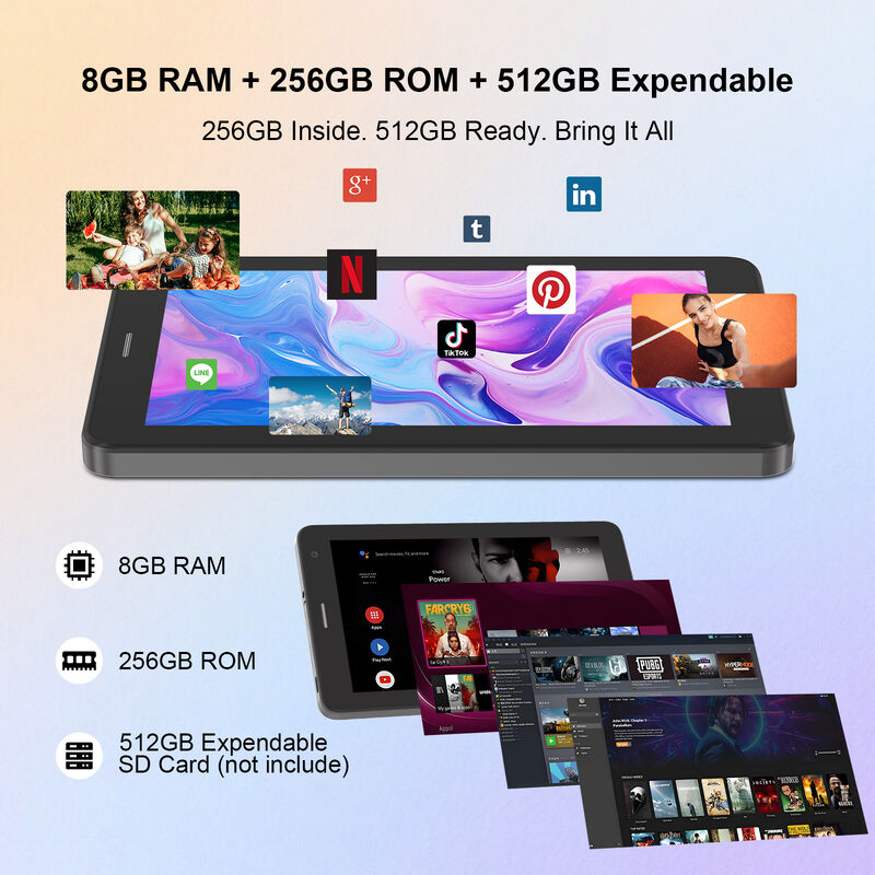 C 아이디어 7인치 안드로이드 스마트 태블릿 8+256GB 8*CortexTm-A53 와이파이 태블릿 HD 터치 스크린 CM517 공기