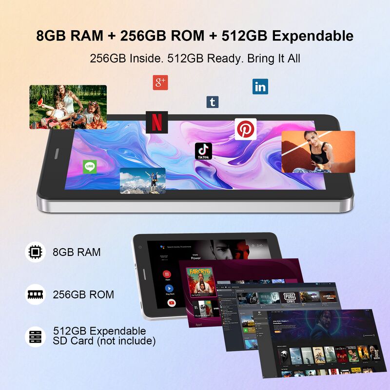 C 아이디어 7인치 안드로이드 스마트 태블릿 8+256GB 8*CortexTm-A53 와이파이 태블릿 HD 터치 스크린 CM517 공기