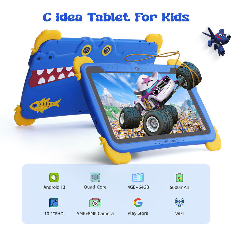 C 아이디어 10.1인치 안드로이드 태블릿 4GB RAM 64GB ROM 태블릿 키즈패드 P1100
