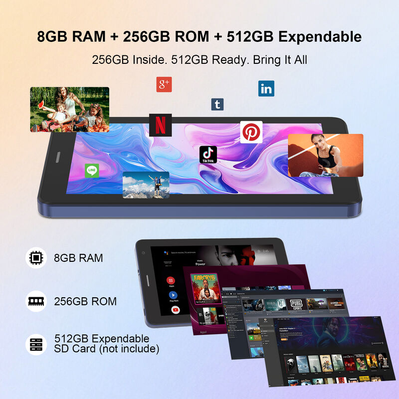 C 아이디어 7인치 안드로이드 스마트 태블릿 8+256GB 8*CortexTm-A53 와이파이 태블릿 HD 터치 스크린 CM517 공기