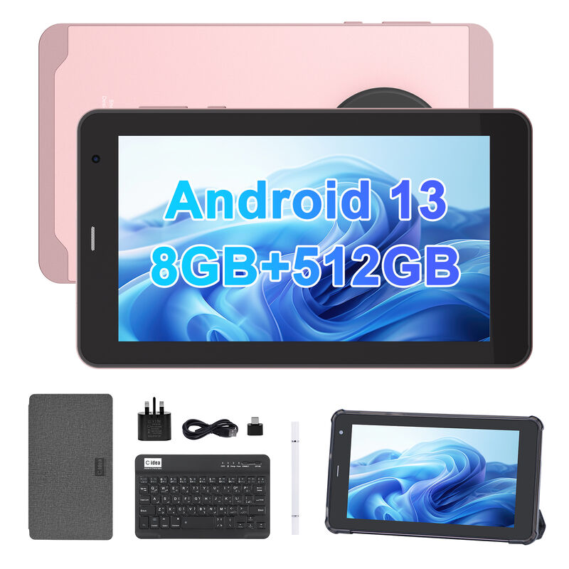 C 아이디어 7인치 비즈니스 태블릿 PC 안드로이드 13 8GB 램 512GB 롬 와이파이 듀얼 카메라 용량 화면 CM518 프로 (핑크)