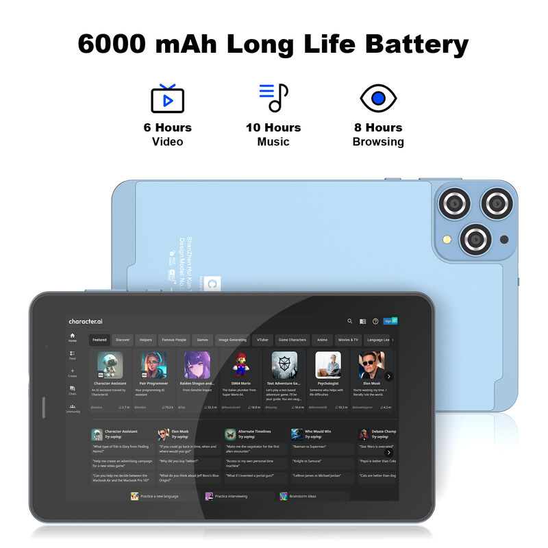 C 아이디어 ODM/OEM 7인치 태블릿 PC 안드로이드 15 8GB 램 256GB 스토리지 5G 와이파이 IPS 디스플레이 USB 타입 C 포트 (CM516)